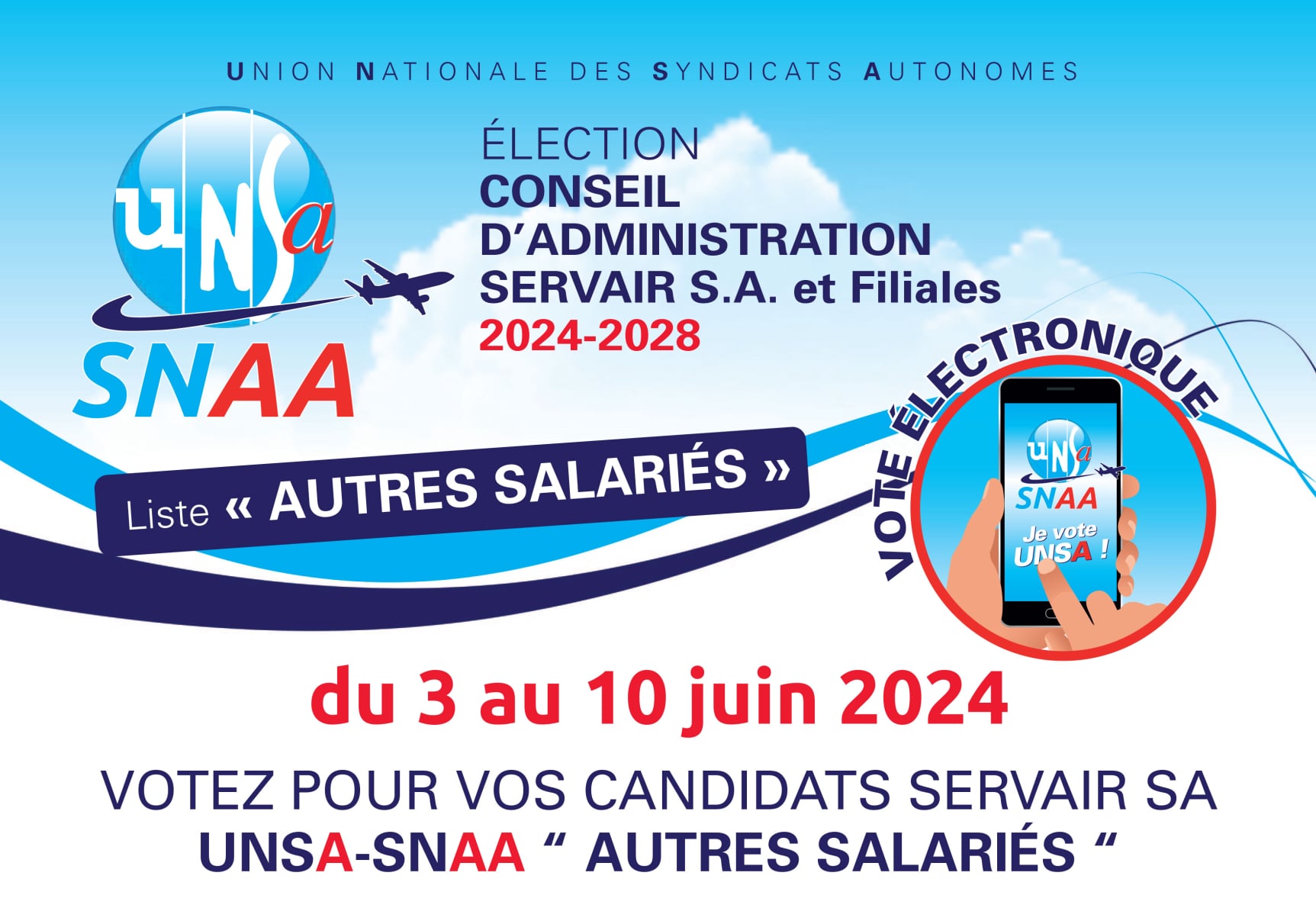 Votez pour vos candidats servair sa et filiales snaa unsa autres salariés